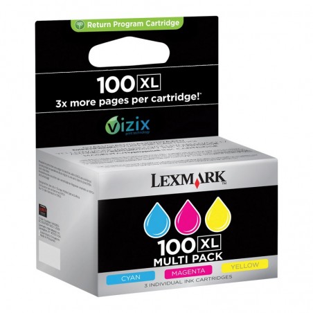Lexmark Cartridge No. 100XL Gul Cyan Magenta 600 sider